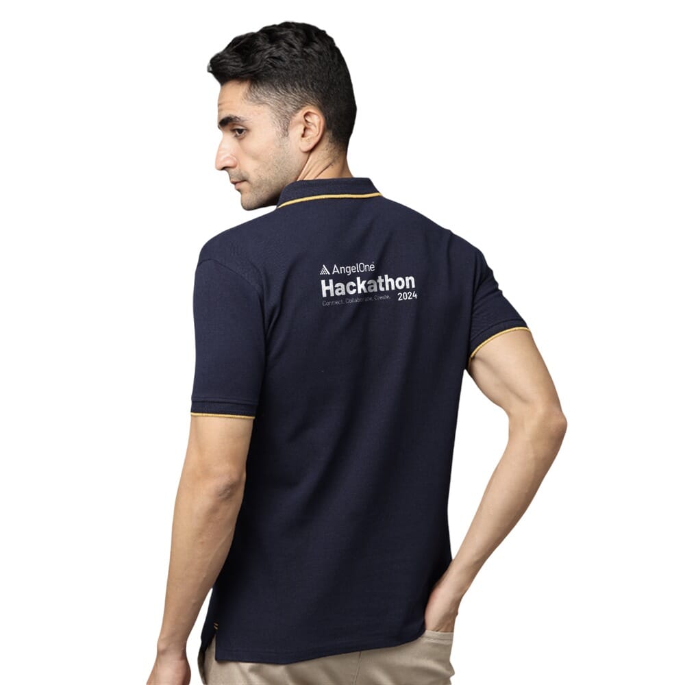 Hackathon T-Shirt-Navy Blue with Mustard
